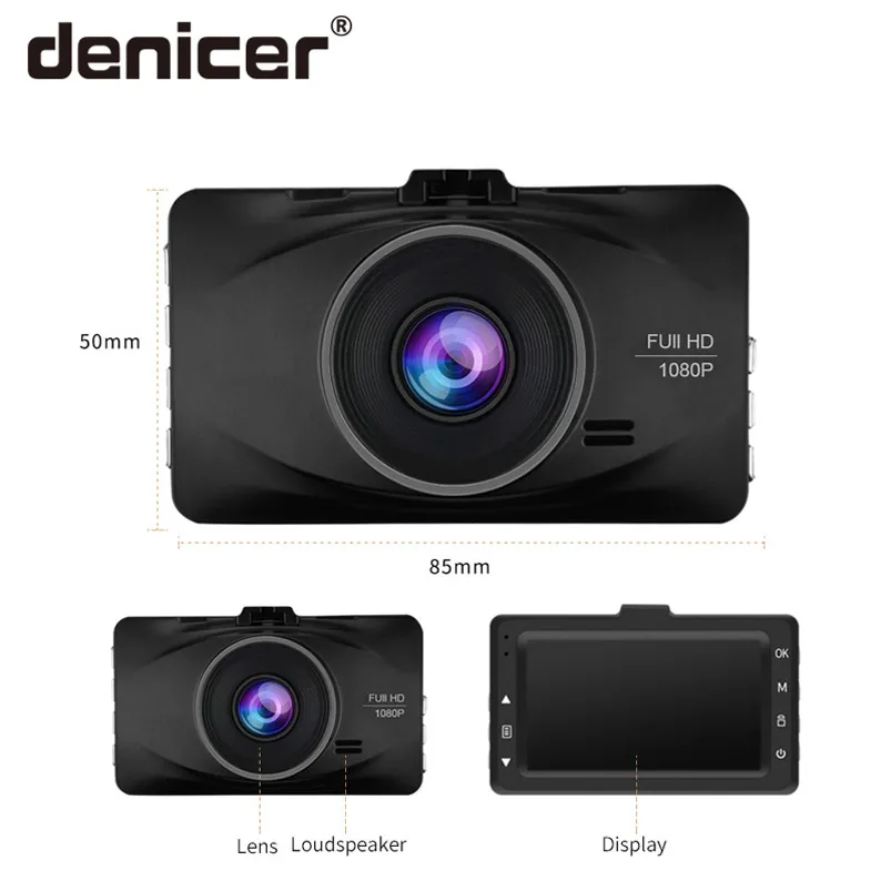 Denicer Автомобильная Dvr камера Full HD 1080P Авто видео регистратор видеорегистратор 3 0