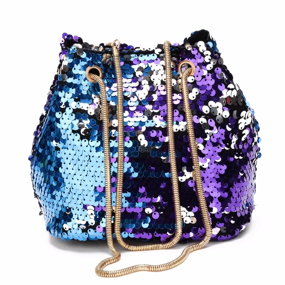 Fashion women messenger bag metal colorful bling sequin femail shoulder