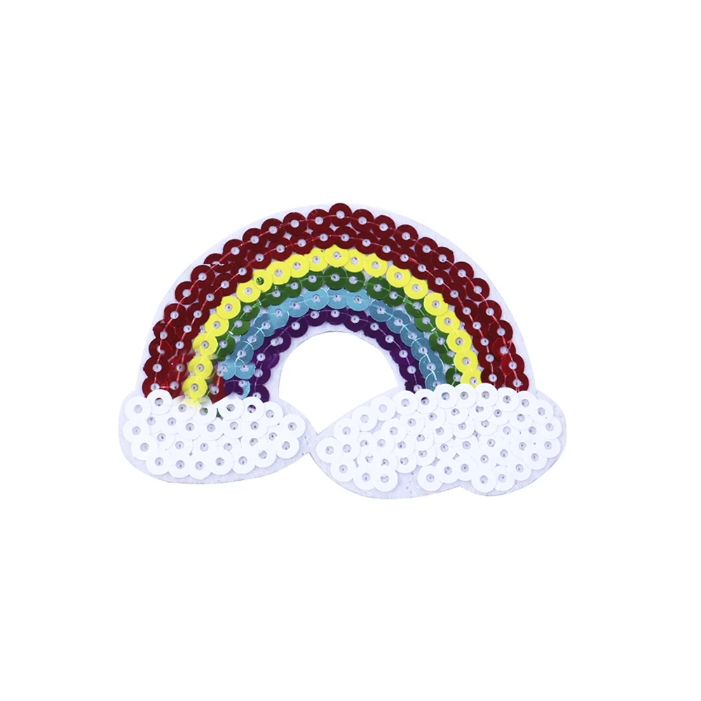 

82*55MM rainbow sequin embroidery patch diy clothing patch applique decoration DIY accessories Sewing Supplies,10Y50670