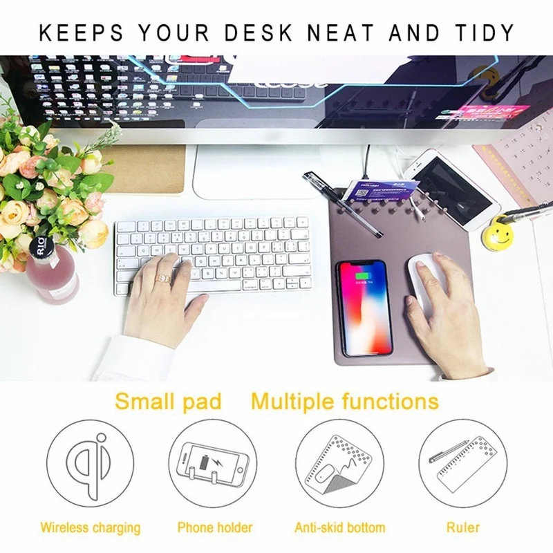 Portefeuille Universal Wireless Charging Gaming Mouse Pad Storage Mat For iPhone X 8 Plus Samsung Galaxy S8 QI Wireless Charger (4)