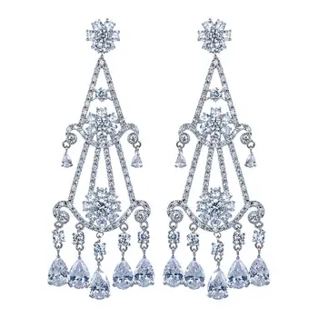 

Woman's Large AAA Cubic Zirconia Dangle Earring 925 Sterling Silver Bridesmaid Jewelry Hot Sale GLE4897