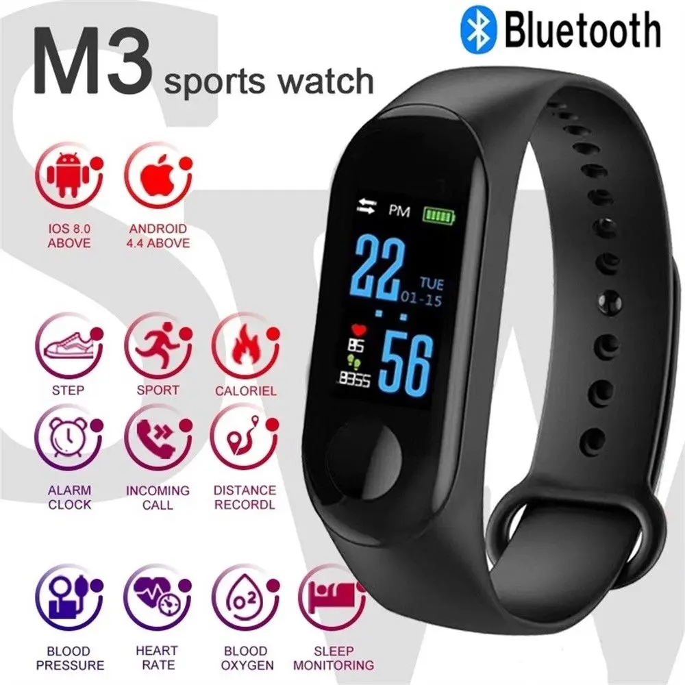 Miband, 4 стиля, спортивный фитнес-трекер, M3, Смарт-часы, браслет для здоровья, браслет, кровяное давление, сердечный ритм, напоминание, умные часы