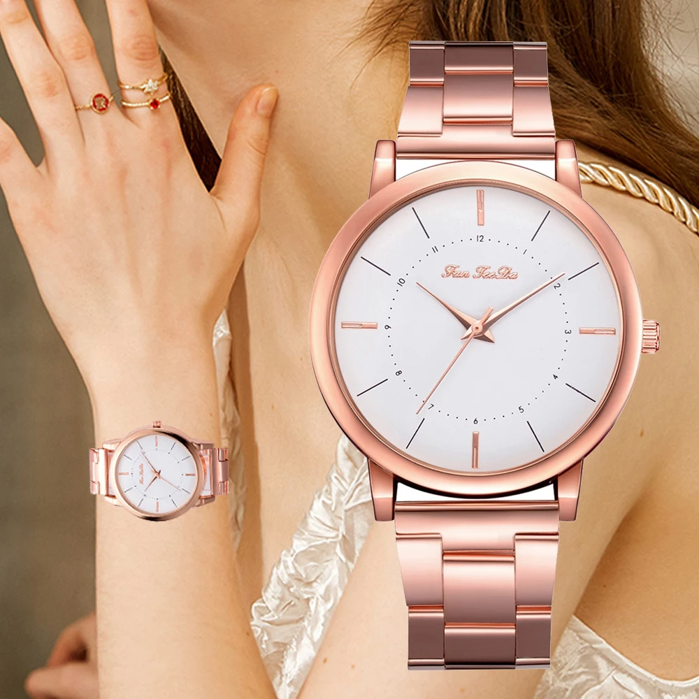 

Fanteeda Brand Watches For Women Rose Gold Silicone Band Clock Fashion Women Sport Bracelet Watch Quartz Relogio Feminino