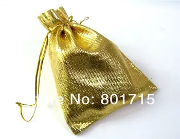 

50pcs Polyester gold 3.5*4.8 inch ( 9*12cm) Drawstring Organza Gift Bags Wedding Party Favour Bag Candy Pouch as gift