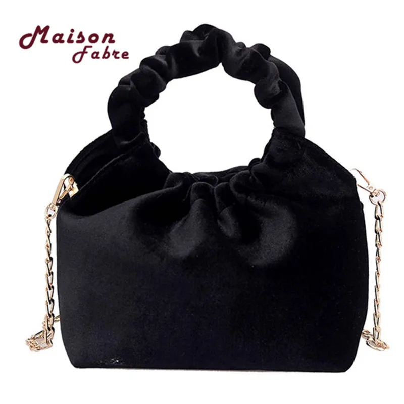 

HB@Women Messenger Bag Fashion Velvet Solid Color Chain Ring Hand Strap Shoulder Diagonal Female Bag