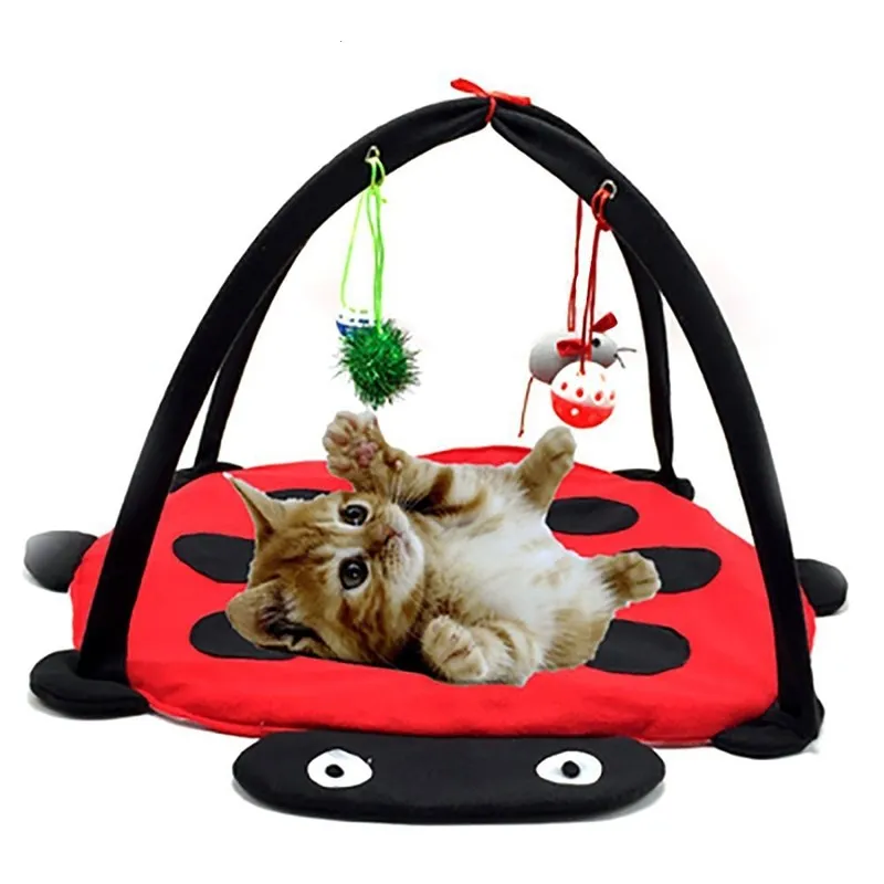cheap Beetle Creative Pet Cat Toy Soft Bed Movable Activity Playing Mat Small Cat Puppy Bed Pad Blanket House Mats Pet Sofa Tent