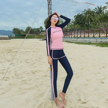 

Swimsuit Woman Diving Shirt Couple Rash Guard Swimsuits With Sleeves Swimwear Women May Female Beach Surfing Long Sleeve