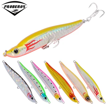 

10PC Pencil Fishing Lures 10cm-3.94"/17g-0.6oz Artificial Bait 6# Treble Hooks Bionic 3D Eyes Bass Baits 10 Colors Jigging Baits