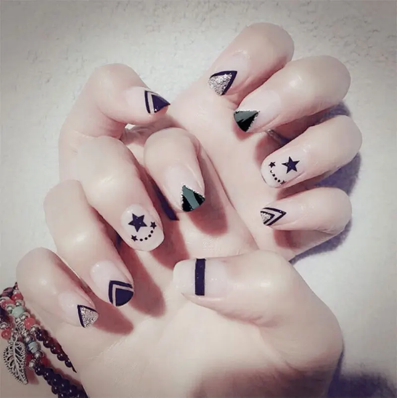 

24 Pcs/Set Women Lady 3D Fake Nails With Glue Middle-Long Full Wrapped Tips Bride Artificial False Nail Drop Ship