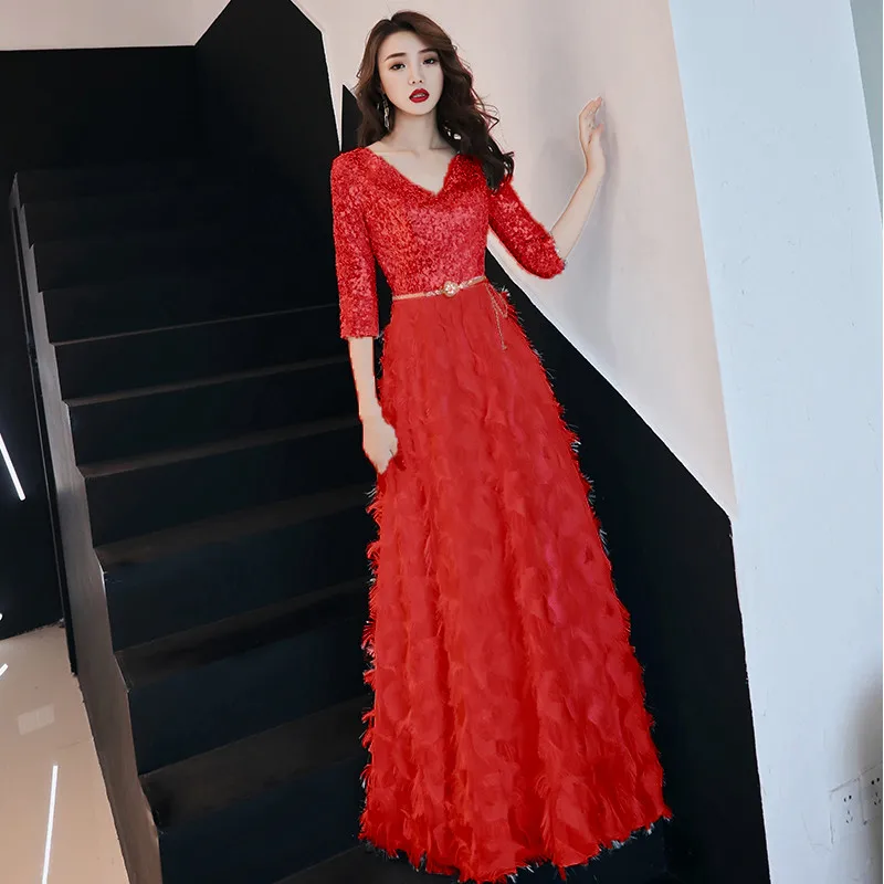 party gown weiyin Black Half Sleeves Backless A-line V-neck Zipper Draped Party Frocks Dresses Floor Length Evening Dresses WY951 petite formal dresses & gowns Evening Dresses