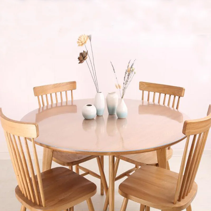 

BALLE PVC Round Table Cover Tablecloth Desk Pad Soft Glass Dining Heavy Duty Plastic Mat Circle Table Cloth