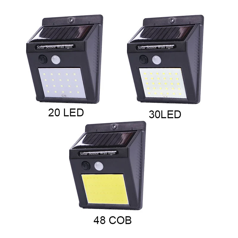 4pcs/lot 20/30/48LEDs Waterproof Solar Light PIR Motion Sensor Solar Wall Lamp Outdoor Garden Solar Light Energy Saving Lamp