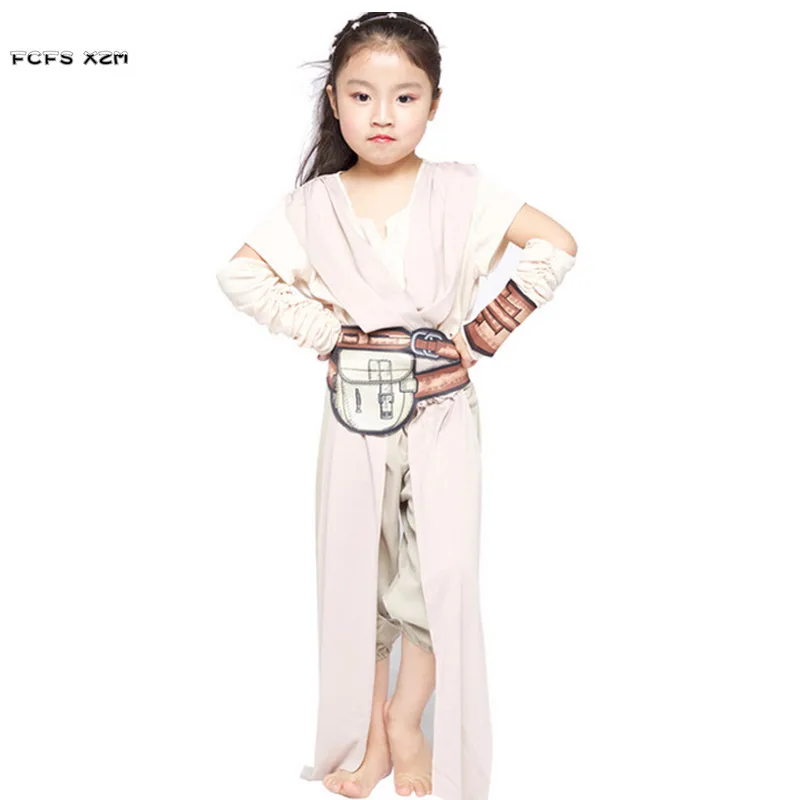 Новый детский костюм Rey для Хэллоуина костюмы джедая Purim фильм Charater Carnival Cosplay
