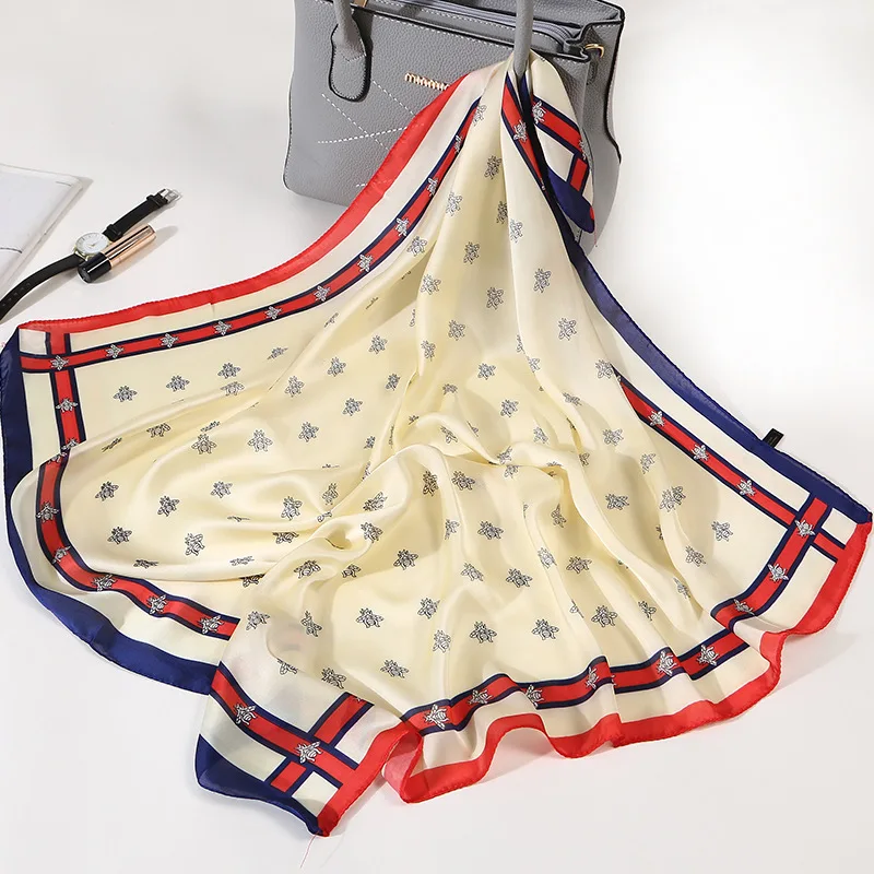 

Square Hijab Women Scarf Stoles Shawls Headscarves 2018 Luxury Brand Hand-painted Apis Florea Pashmina Pashmina 70cm*70cm Wrap
