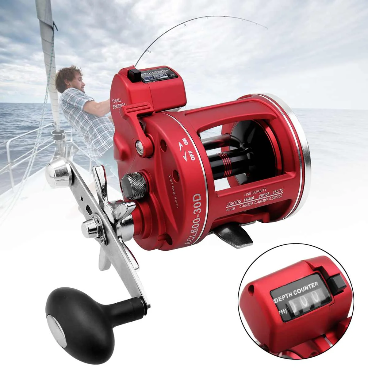 

12BB Metal Baitcasting Reel with Electric Depth Left Right Hand Round Drum Drag Powerful Feeder Reels