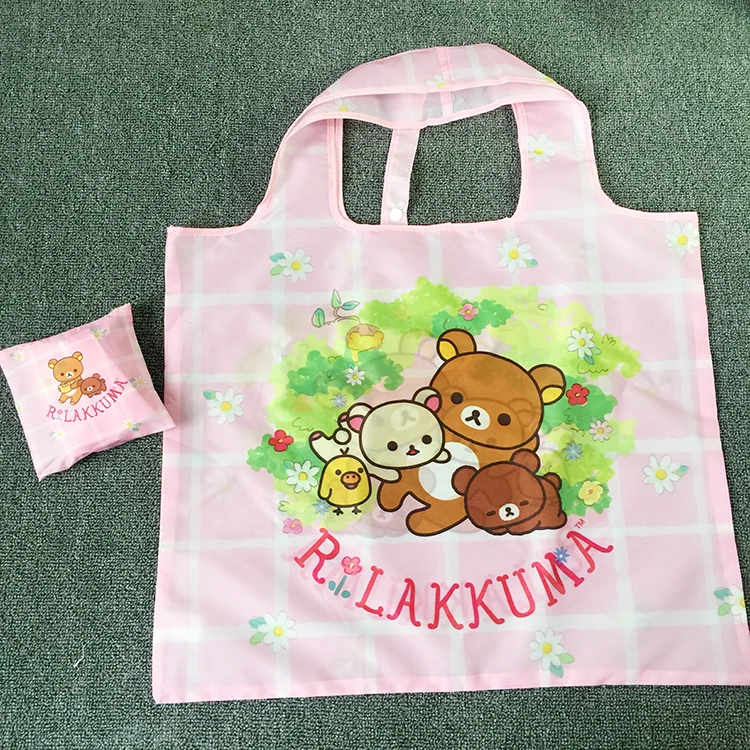 Милый мультфильм Rilakkuma Медведь Уши большие складные многоразовые хозяйственные сумки складной эко шоппер сумка большая продуктовая сумка