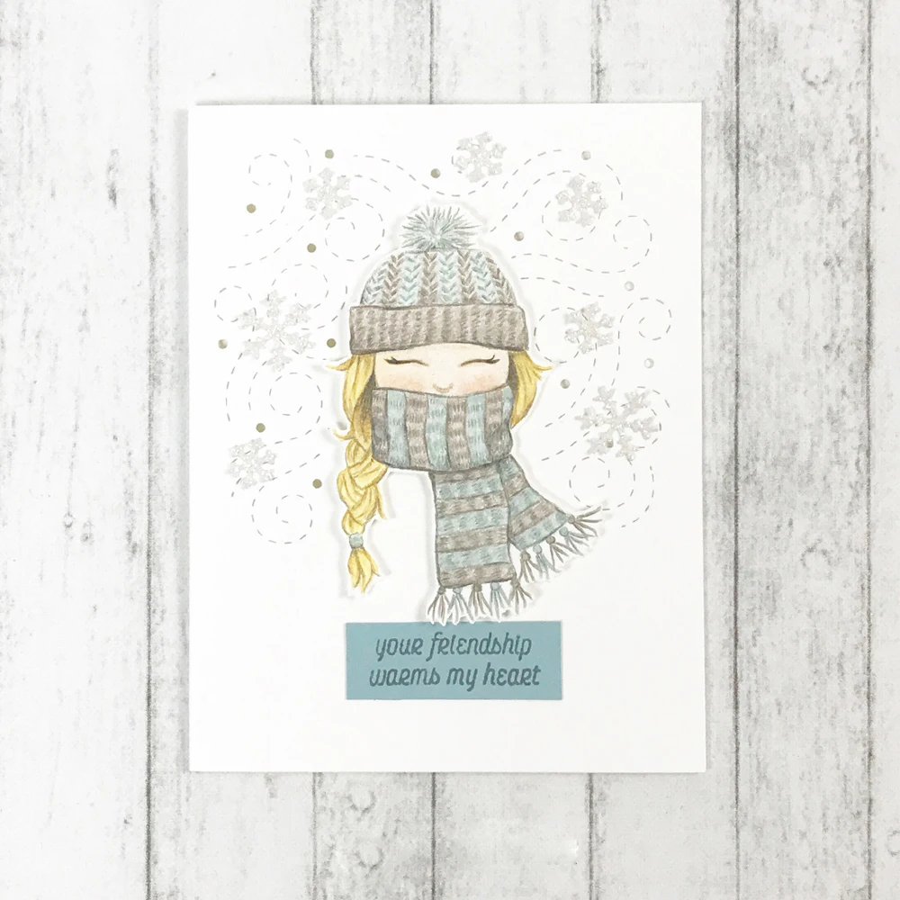

AZSG Happy Winter Scarf Glove Girl Clear Stamps/Seals For DIY Scrapbooking/Card Making/Album Decorative Silicone Stamp Craft