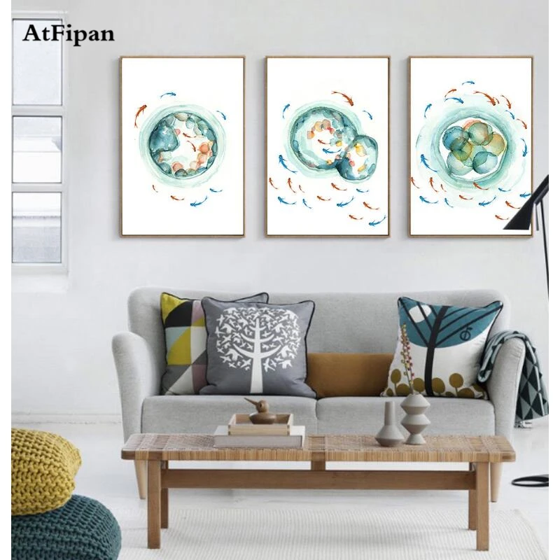 

AtFipan 3 Panel Unframed Fish Canvas Art Painting Print Poster Pictures Wall Office Baby Room House Home Decoration Murals Gift
