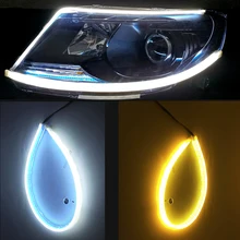

AZGIANT 2PCS 60cm Car Flexible LED Dual Color Tear Eyes Daytime Running Light DRL Decorative Lamp Turn Signal Light Easy Install