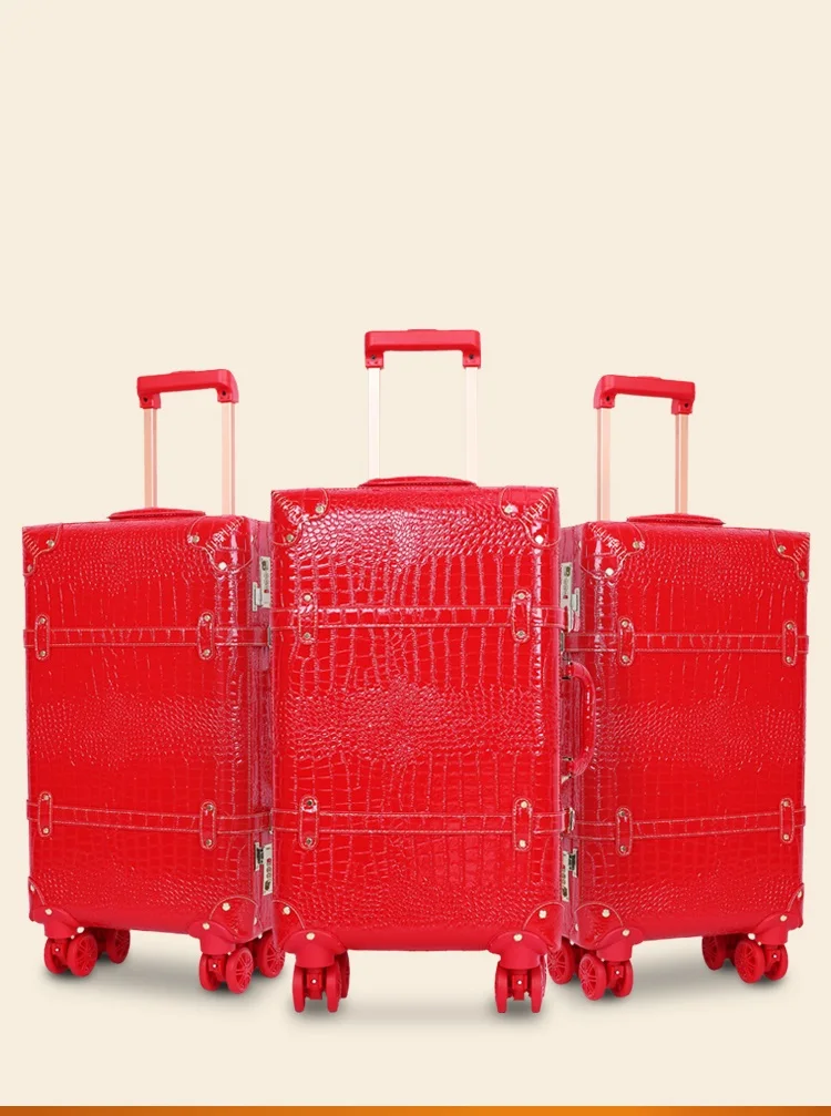 Ретро чемодан на колесиках, Женский чемодан с паролем, винтажный кожаный чемодан на колесиках