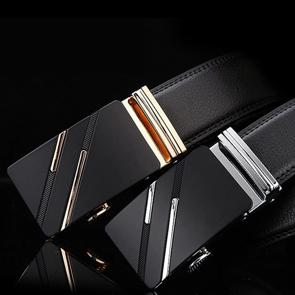 New Fashion Moving Strap Belt Men's Fashion Faux Leather Automatic Buckle Waist Strap Belt Waistband Gift