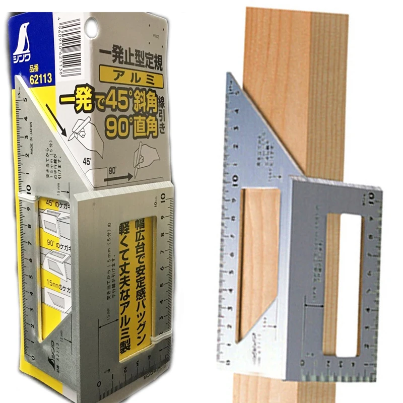 

High Quality Wood Tool Japanese Aluminum Alloy Or Plastic Woodworking Multifunctional Square 45 Degrees 90 Degrees Gauge Ruler