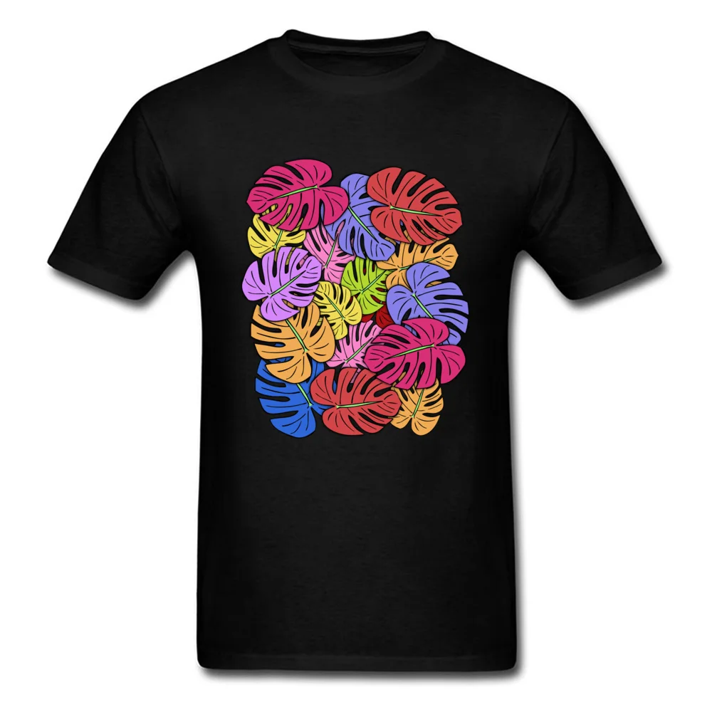 Normal T Shirts High Quality Round Collar Monstera 6 Cotton Fabric Men Tops T Shirt Custom Short Sleeve T Shirt Monstera 6 black