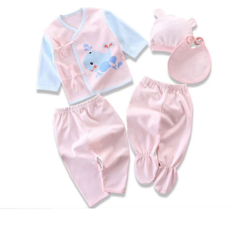 Newborn Infant Baby Suits Boys Girls Clothes Sets tops Pants bibs hats Girl Clothing set for baby girls outfit 5PCS/SET baby clothes mini set