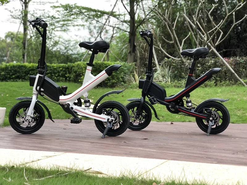 Top OUXI Mini Type Electric Bicycle 12 Inch Wheels Foldable 350W Power Battery Ebike Dual Disc Brake Electric Bike 19