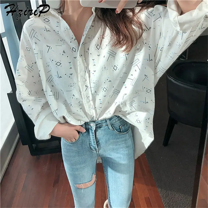

Hzirip Sweet Fresh Female Stylish Print Music Notes Turn-Down Collars 2019 Summer Casual Loose All-Match Simple Elegant Shirt
