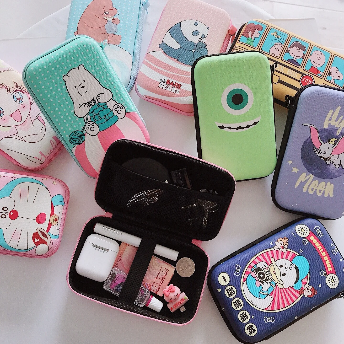 

Mini Zipper Hard Headphone Case PU Leather Earphone Case Storage Bag Protective USB Cable Organizer Portable Colorful Earbud Box