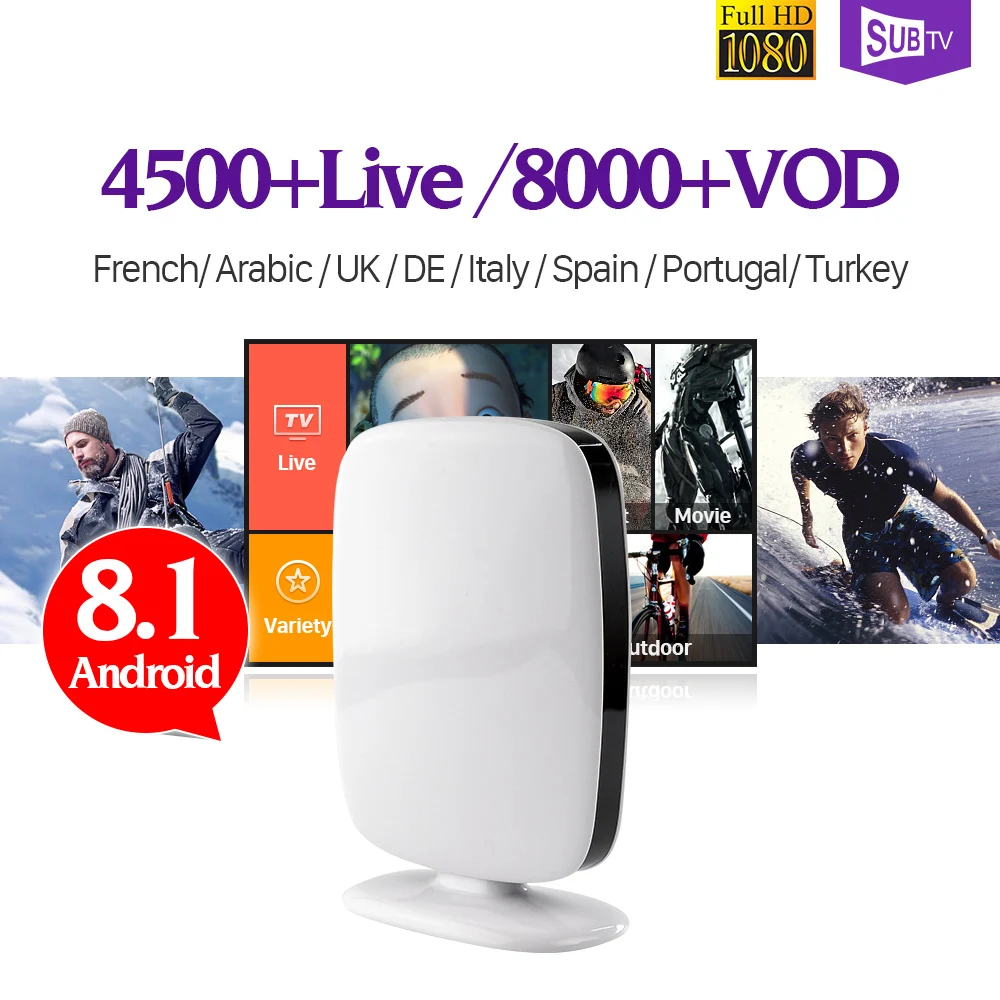 Arabic French TV Box Android 8.1 Smart TV Box SUBTV Turkish Germany Europe TV Box RK3229 1GB 8GB Quad Core IPTV Subscription Box Arabic French TV Box Android 8.1 Smart TV Box SUBTV Turkish Germany Europe TV Box RK3229 1GB 8GB Quad Core IPTV Subscription Box