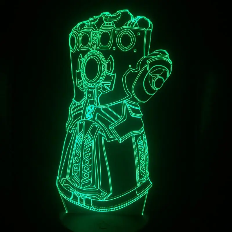 Перчатки Таноса Infinity Gauntlet 3D лампа Иллюзия ночник светодиодный светильник многоцветный вспышка выцветает праздничный реквизит Рождественские подарки