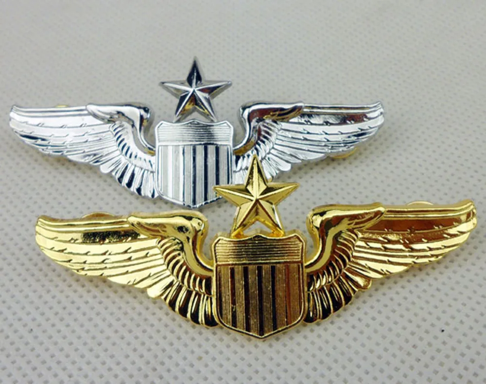 A Set US Air Force Senior Aviator Wings Badge Pin Insignia USAF Pilot