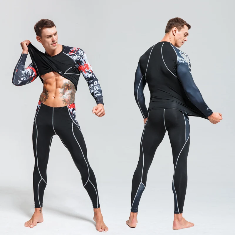 New men's t-shirt Casual gymnastics suits men's set clothing sets Men's Tops + Pants Running Sweatshirt Men brand T shirt