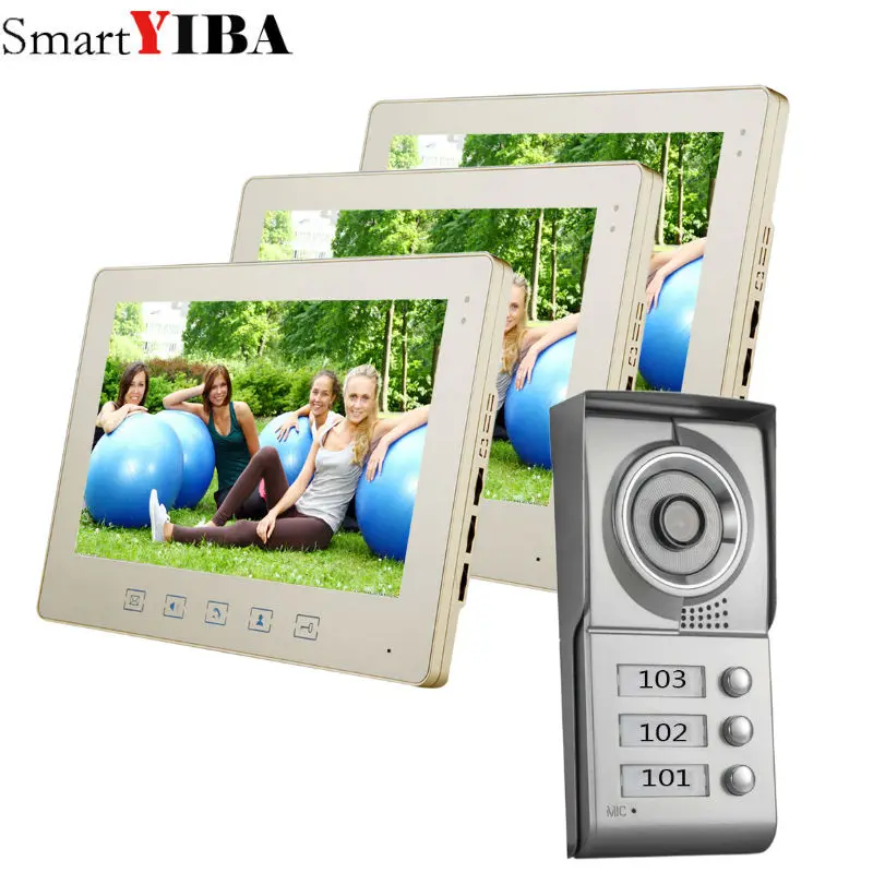 SmartYIBA 10 inch Apartment Video Intercom System Doorphone/Doorbell Phone Video Door Phone Intercom For 3 House/Family SmartYIBA 10 inch Apartment Video Intercom System Doorphone/Doorbell Phone Video Door Phone Intercom For 3 House/Family
