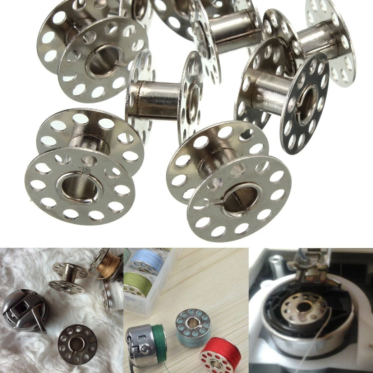 25pcs/box New Metal Bobbins Spool With 25 Grid Storage Box for Home Sewing Machine
