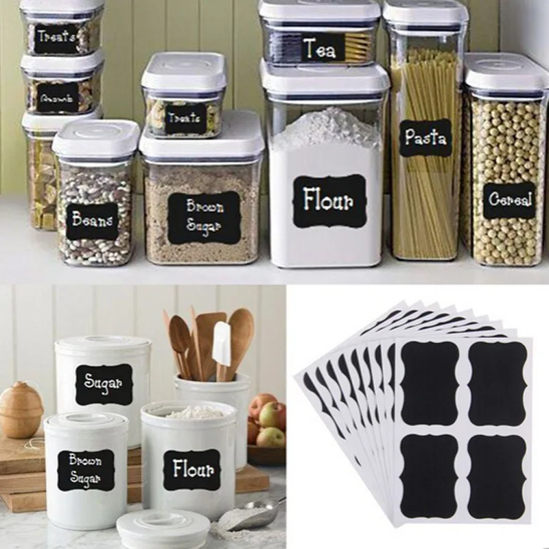 48pcs Chalk Pen Chalkboard Sticker Labels Home Kitechen Bar Bottle Cup Decorative Tags DIY Planner Cute Album Adhesive Sticker