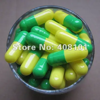 

Free shipping (5,000pcs/lot) cap and body separated 1# green/yellow capsule,hard capsule,gelatine capsule,empty capsule
