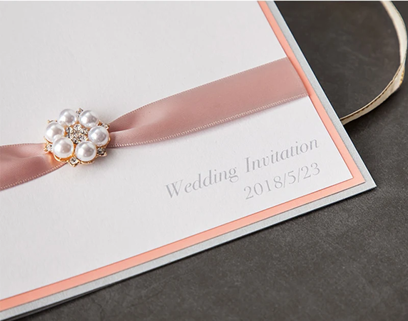  New quality embossed carving paper inviation cards+Rhinestone Brooch loyal invitation letter weddin - 32923283287