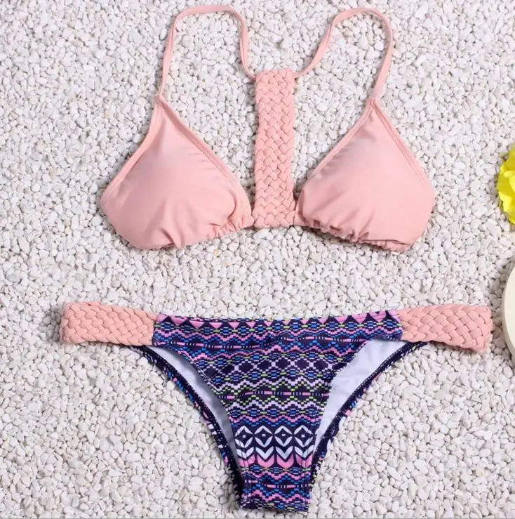 

Cheap Sexy Micro Bikini 2016 Bandage Swimsuit	Strappy Swimming Suit For Women Brazilian Swimwear Tie Dye Biquini Free Shipping