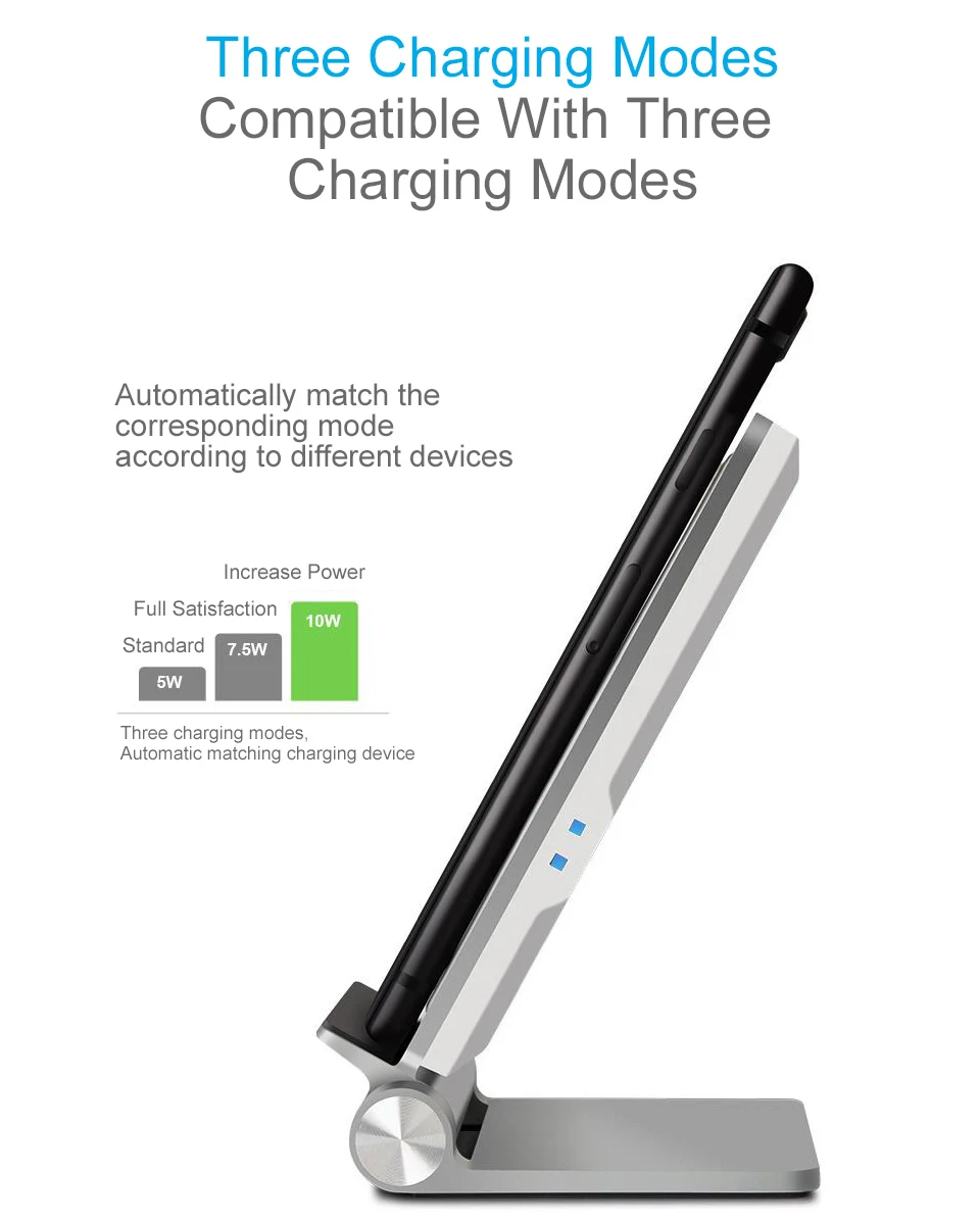 Беспроводное зарядное устройство, интеллектуальная зарядка и портативное алюминиевое регулируемое зарядное устройство для iPhone HUAWEI Xiaomi samsung