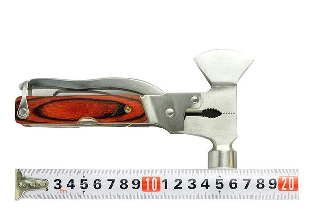 3 Type Multi Camping Axe Hammer Stainless Steel Fixed Blade Knife Wood Handle Survival Hand Tool Wrench Screwdriver Saws Plier