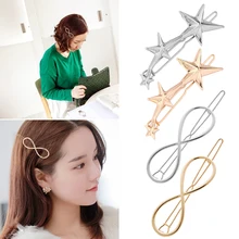 Преувеличены моды Ttriangle в виде звезд Gorllden серебро Геометрия для укладки волос клип шпилька для волос инструменты и аксессуары Для женщин