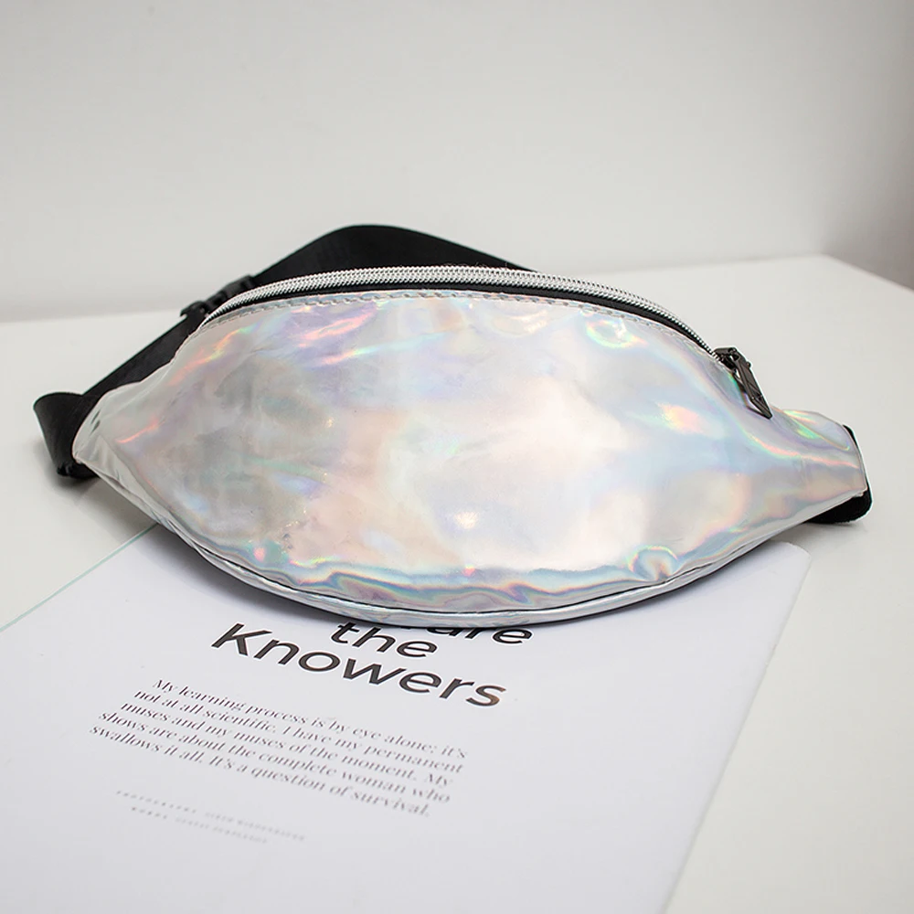 Женская поясная сумка в стиле хип-хоп из искусственной кожи с лазерным лазером, поясная сумка для отдыха и путешествий, нагрудная сумка