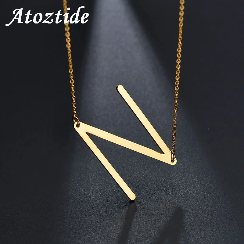

Atoztide Personalize N Capital Letter Necklace Engraved Words Stainless Steel Chain Alphabet Initial Name Necklace Drop Shipping