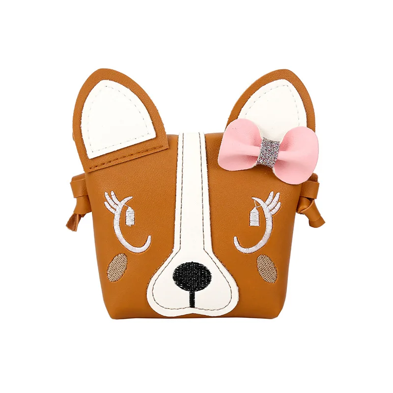 Детская сумка через плечо с героями мультфильмов для маленьких девочек, мини-сумка через плечо, детская Корейская стильная сумка-мессенджер из искусственной кожи, милая сумка для монет в форме собаки - Цвет: Шоколад