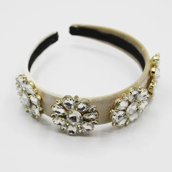 

new arrival fashion luxury statement baroque style hairband for women hairjewelry luxury crystal flower gem headband 228