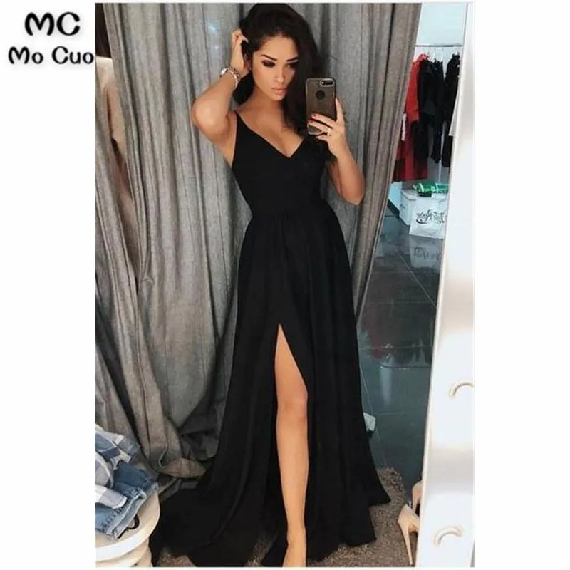 Black Simple Long Prom Dress Custom Made Formal Dress Fashion Winter Dance Dress