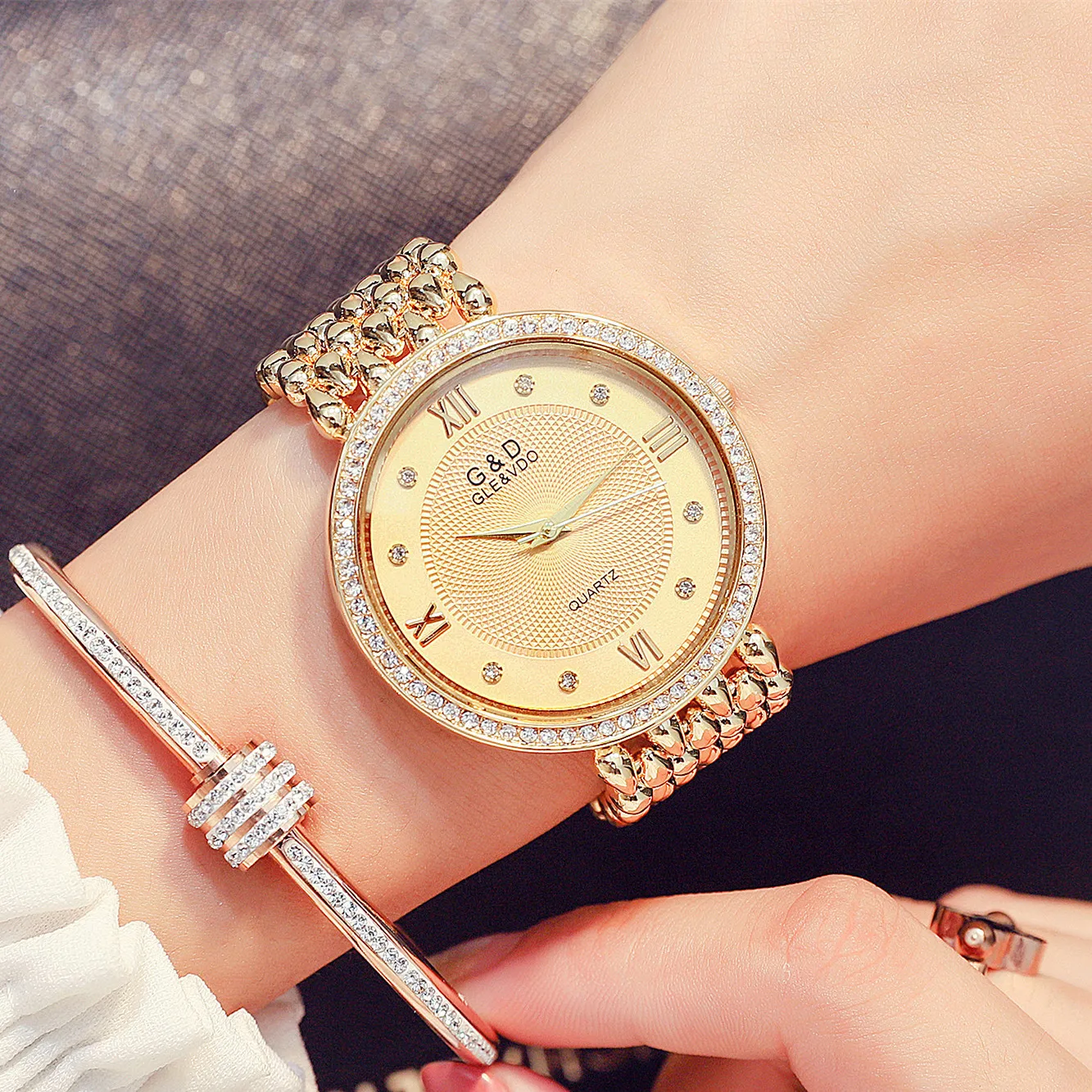 G & D Для женщин Наручные часы кварцевые женские наручные платье Relogio feminino Saat